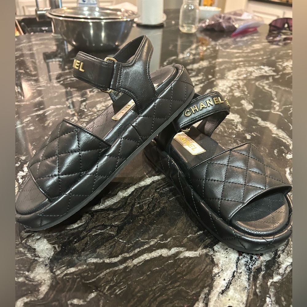 Black Chanel Sandals 38 (8) - Picture 2 of 8